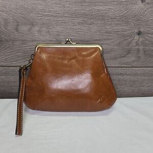 Patricia Nash Brown Leather Kisslock Wallet Wristlet Clutch Purse